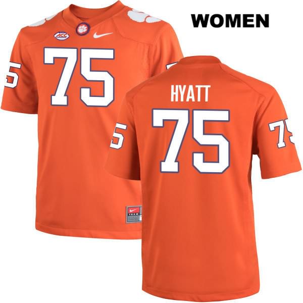Women's Clemson Tigers #75 Mitch Hyatt Stitched Orange Authentic Nike NCAA College Football Jersey UCJ6546QJ
